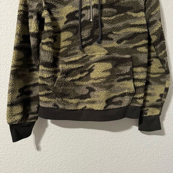 Derek Heart Girl Cozy Army Hoodie 1/4 Zipper Sweater with Front Pockets Size M - Picture 4 of 8